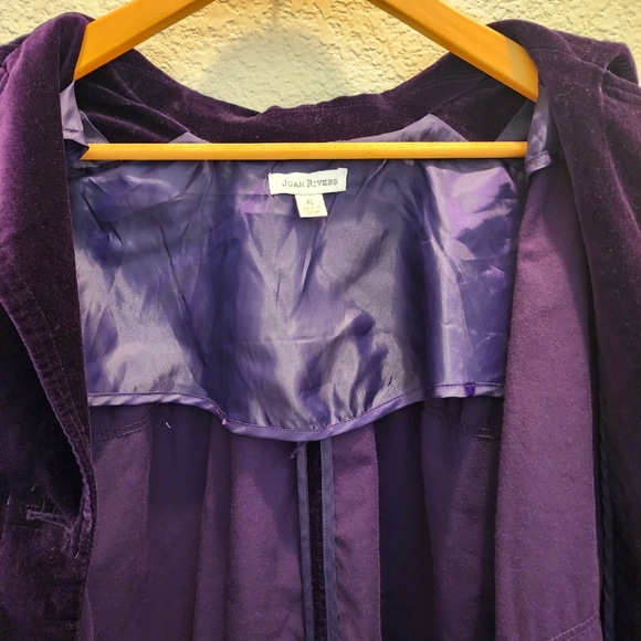 JOAN RIVERS EGGPLANT PURPLE VELVET BLAZER DETAILING AROUND THE WAIST XL - Picture 5 of 9